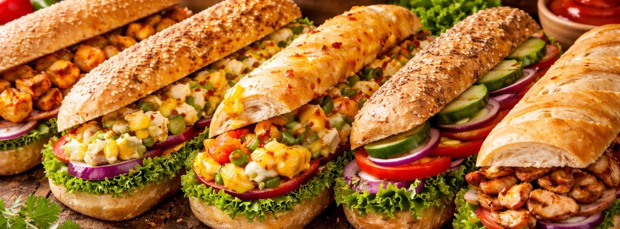 Freshly prepared grilled chicken sandwiches served with crisp lettuce, vegetables, and flavourful sauces at The Nomad Nosh cafe in Hennur Gardens, Geddalahalli, Bangalore, made using premium ingredients and hygienic preparation methods.