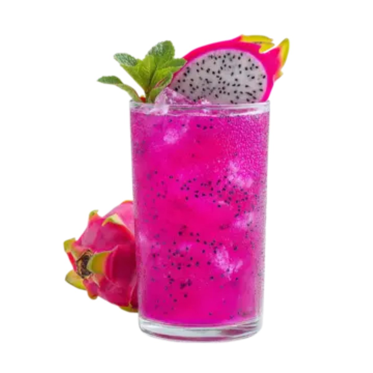 Refreshing Dragon Mojito made with fresh mint, lime, and dragon fruit flavour, served chilled at The Nomad Nosh on Hennur Main Road, Bangalore.