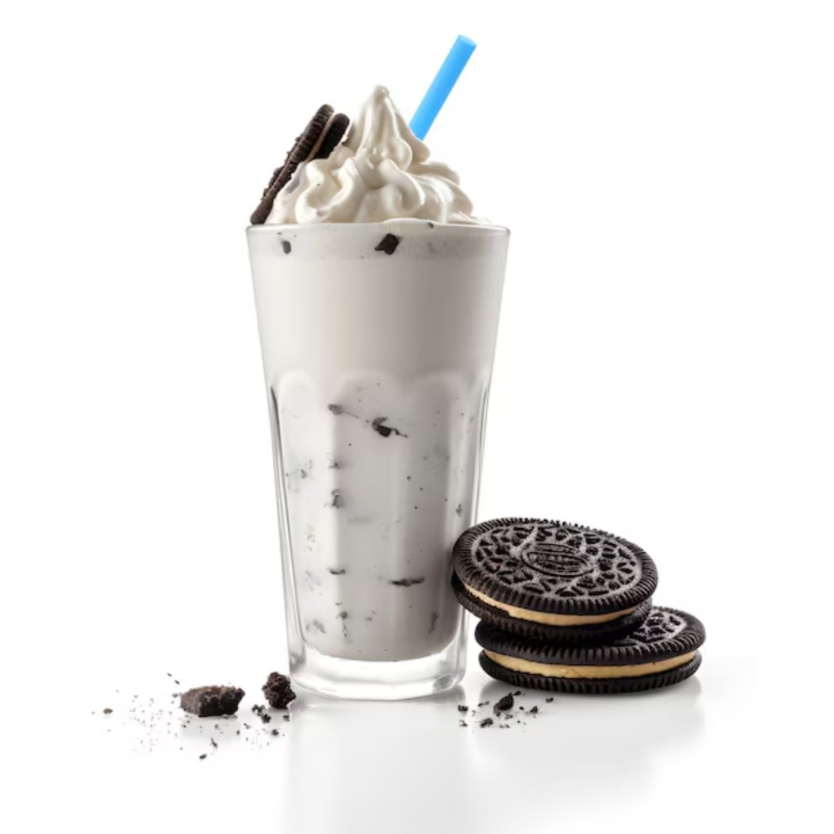 Thick and creamy Oreo milkshake served chilled at The Nomad Nosh on Hennur Main Road, Bangalore, a perfect chocolatey treat for dessert lovers.