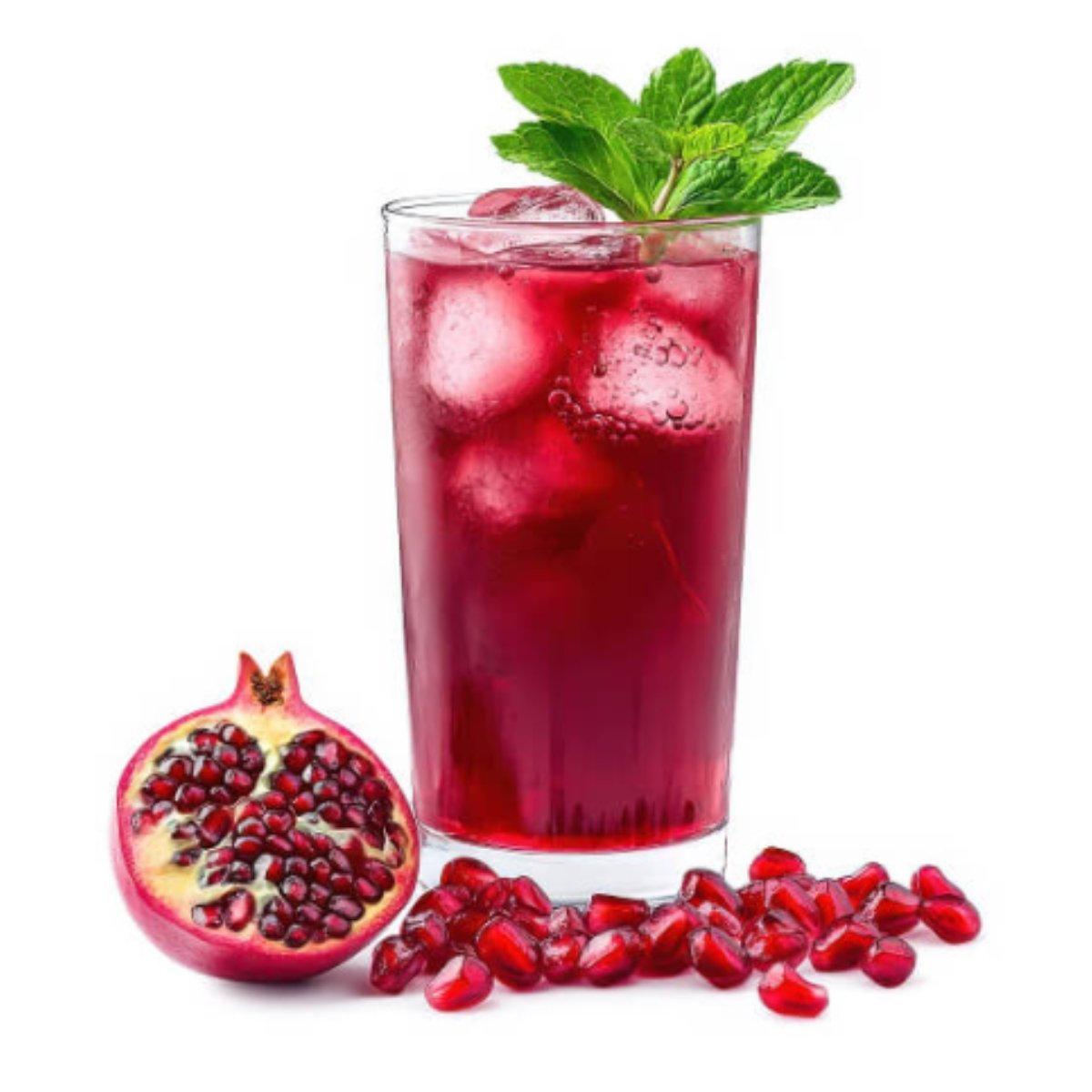 Refreshing pomegranate mojito made with fresh mint, lime, and anar flavour, served chilled at The Nomad Nosh on Hennur Main Road, Bangalore.